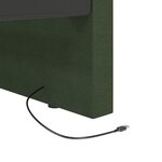 vidaXL Lit avec éclairage USB Vert foncé Tissu 90x200 cm