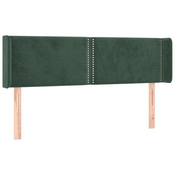 vidaXL Tête de lit avec oreilles Vert foncé 147x16x78/88 cm Velours