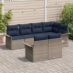 vidaXL Ensemble de canapé de jardin avec coussin 7 Pièces Gris polyrotin