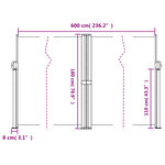 vidaXL Auvent latéral rétractable rouge 180x600 cm