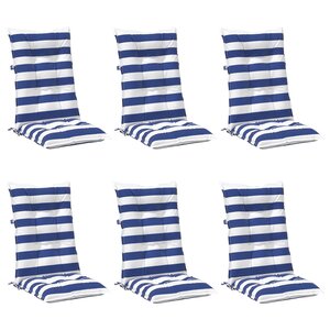 vidaXL Coussin d'extérieur 6 pc Tissu Bleu et Blanc 120 x 50 x 7 cm