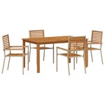 Ensemble de salle à manger de jardin vidaXL 5 pièces Beige Poly Rotin Acacia