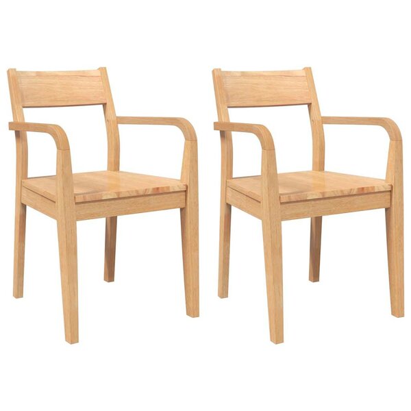 vidaXL Chaises à manger 2 Pièces bois massif naturel caoutchouc