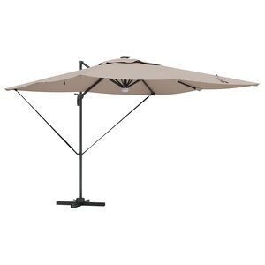 vidaXL Parasol déporté Roma avec LEDs taupe 286 x 285 x 270 cm en aluminium