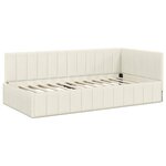 vidaXL Cadre de lit d'angle avec tête de lit Crème 90 x 200 cm Velours