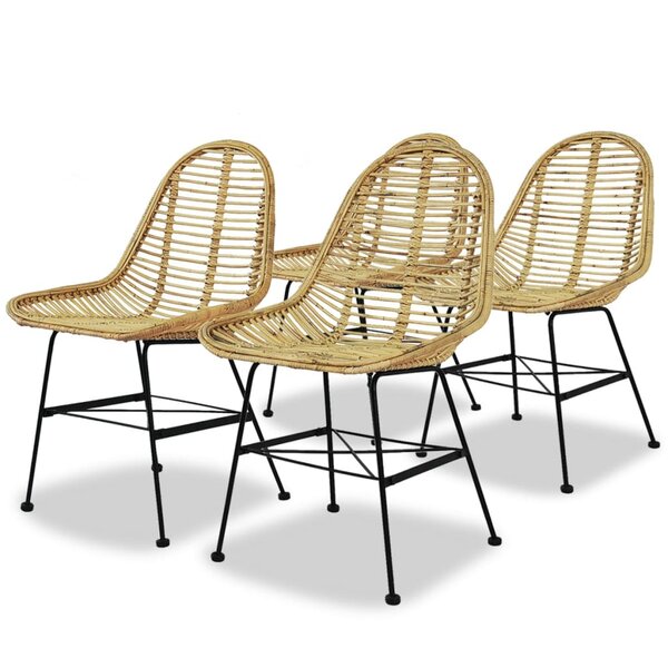 vidaXL Chaises à manger lot de 4 rotin naturel