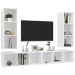 vidaXL Meubles TV muraux 4 Pièces Blanc Bois d'ingénierie