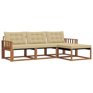 vidaXL Ensemble de canapés d'extérieur 4 pc Naturel et Beige