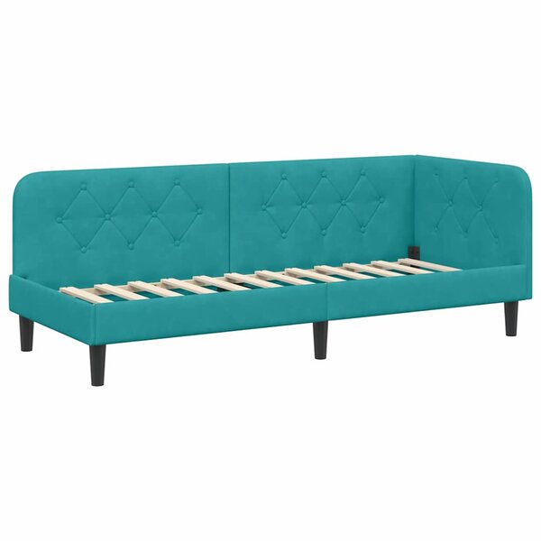 vidaXL Cadre de lit d'angle Turquoise 80 x 200 cm Velours