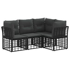 vidaXL Ensemble de canapés d'extérieur Noir Polyester
