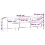 vidaXL Meuble TV Chêne noir 150 x 30 x 44.5 cm Bois d'ingénierie
