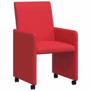 vidaXL Chaises de Salle à Manger avec Roues 2 pc Faux cuir Rouge
