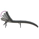 vidaXL Chaise longue avec coussin gris 55x199x50 cm résine tressée