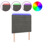 vidaXL Tête de lit à LED Gris foncé 80x5x118/128 cm Velours