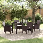 vidaXL Ensemble de salle à manger pour jardin 5 Pièces Marron Poly rotin