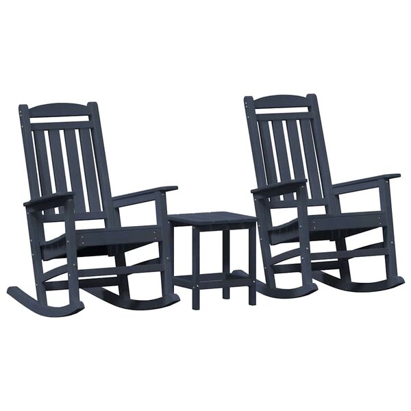 vidaXL Chaise à bascule 3 Pièces Bleu marine Polyéthylène