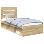 vidaXL Cadre de lit Chêne Sonoma 90 x 200 cm Bois de pin massif