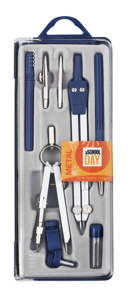 Boite compas scolaire 8 pièces JPC