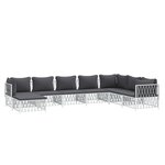 Salon de jardin meuble d'extérieur ensemble de mobilier 8 pièces avec coussins blanc acier 02_0017476