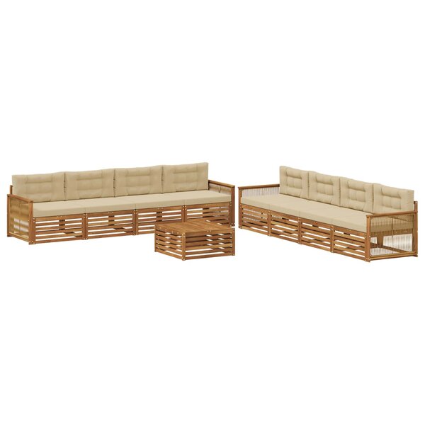 vidaXL Ensemble de canapés d'extérieur 9 pc Naturel et Beige