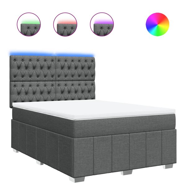 vidaXL Sommier à lattes de lit avec matelas Gris foncé 140x200cm Tissu