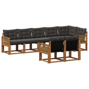 vidaXL Ensemble de canapés d'extérieur 8 pc Naturel et noir