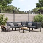 vidaXL Salon de jardin 5 Pièces avec coussins noir aluminium