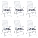 vidaXL Coussins de chaise de jardin lot de 6 carreaux gris 50x50x3 cm
