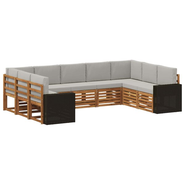 vidaXL Ensemble de canapés d'extérieur 9 pc Naturel et gris clair