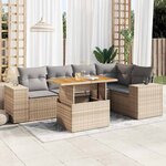 vidaXL Salon de jardin avec coussins 6 Pièces beige résine tressée