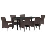vidaXL Ensemble de salle à manger pour jardin 7 Pièces Marron Poly rotin