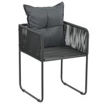 vidaXL Salon de jardin 7 Pièces PVC Résine tressée Noir