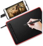 Ovegna W9: Tablette Graphique numérique, Micro USB, Stylet, 10 Pouces, pour Smartphone Android et PC,MacOS et Windows (Rouge)
