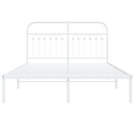 vidaXL Cadre de lit métal avec tête de lit blanc 135x190 cm