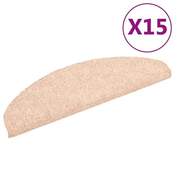 vidaXL Tapis d'escalier auto-adhésif Poinçon aiguilleté 15 Pièces Marron