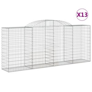 vidaXL Paniers à gabions arqués 13 Pièces 300x50x120/140 cm fer galvanisé