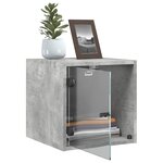 vidaXL Table de chevet avec porte en verre gris béton 35x37x35 cm