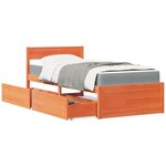 vidaXL Lit avec tiroirs/matelas cire marron 90x200 cm bois massif pin