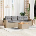 vidaXL Salon de jardin avec coussins 5Pièces mélange beige résine tressée