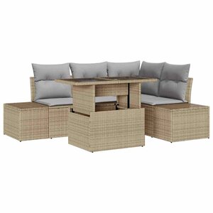 vidaXL Ensemble de canapé de jardin 5 Pièces Beige et Gris clair