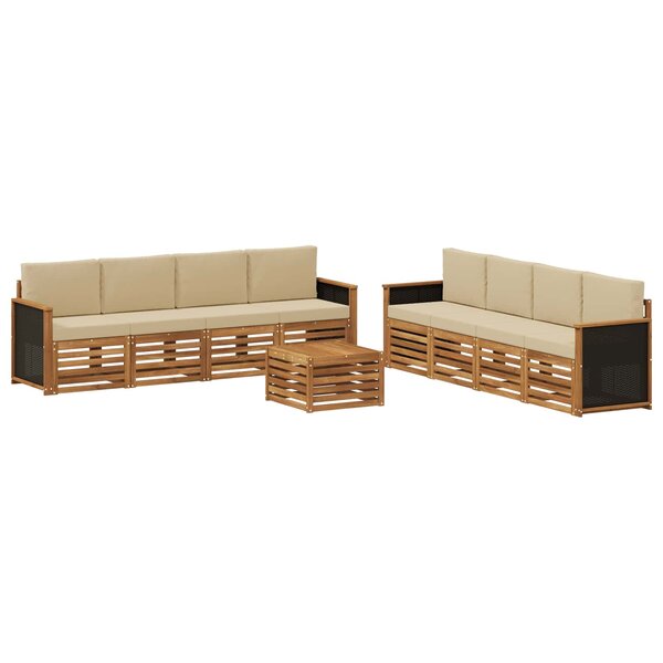 vidaXL Ensemble de canapés d'extérieur 9 pc Naturel et Beige
