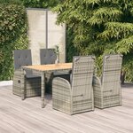 vidaXL Ensemble à manger de jardin 5 Pièces coussins gris résine tressée