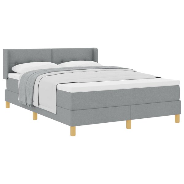 Lit gris clair avec sommier 140x190 cm en tissu