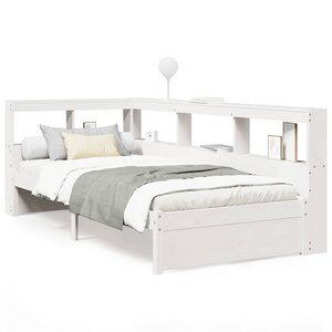vidaXL Lit bibliothèque sans matelas blanc 90x200cm bois de pin massif
