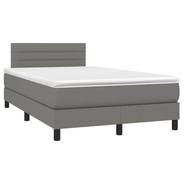 vidaXL Sommier à lattes de lit avec matelas gris foncé 120x190cm tissu