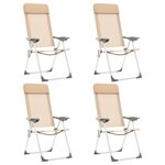vidaXL Chaises de camping pliables lot de 4 Crème Aluminium