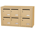 Bloc collectif leabox.com, 3x2, grade 3, simple face, Intérieur, fixation murale,  Beige RAL 1001 finition brillante