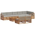 vidaXL Ensemble de canapés d'extérieur 9 Pièces Gris Naturel et Clair