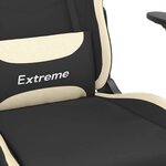 vidaXL Chaise de jeu de massage avec repose-pied Noir et crème Tissu