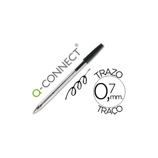 Stylo-bille 0.7mm encre classique bille indéformable capuchon couleur encre noir Q-CONNECT